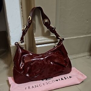Francesco Biasia Burgundy Leather Shoulder Bag